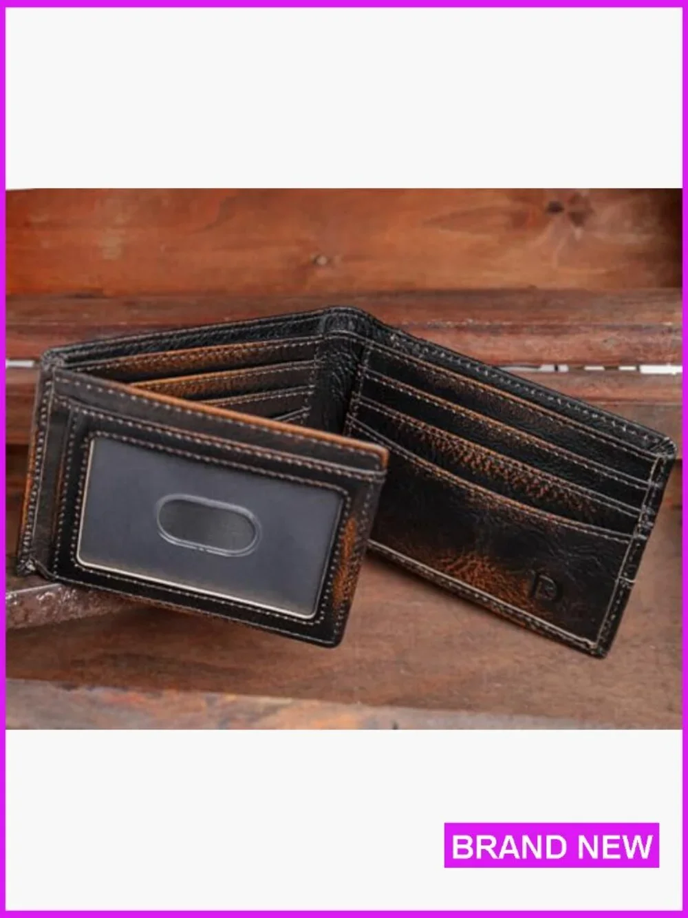 Slim RFID Bifold Wallet Genuine Leather Minimalist Men's Accessory Patriotic